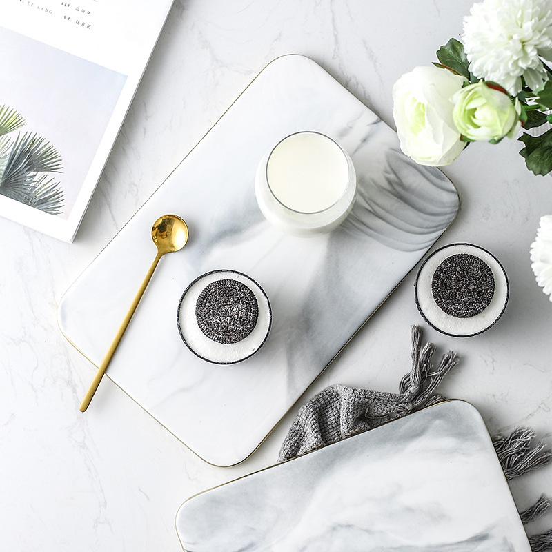 Marble Serving Board - Мраморная керамическая разделочная доска с золотым